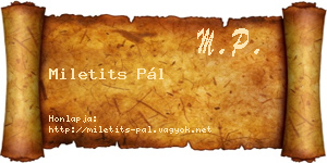 Miletits Pál névjegykártya